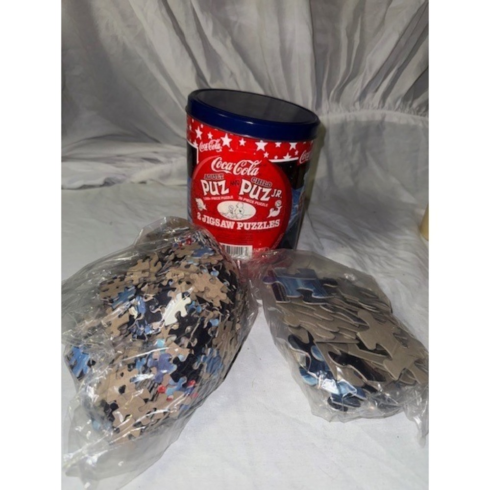 Coca-Cola Adult Puz & Puz Jr 2 Jigsaw Puzzles‎ in Collectible Tin